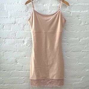 Womens Shapewear Tummy Tank Slip Lace Hem Size Medium Tan Beige